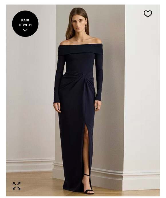 Lauren Ralph Lauren Dresses & Skirts - Lauren Ralph Lauren Rib-Knit & Crepe Off-the-Shoulder Column Gown Sz 16 stretch